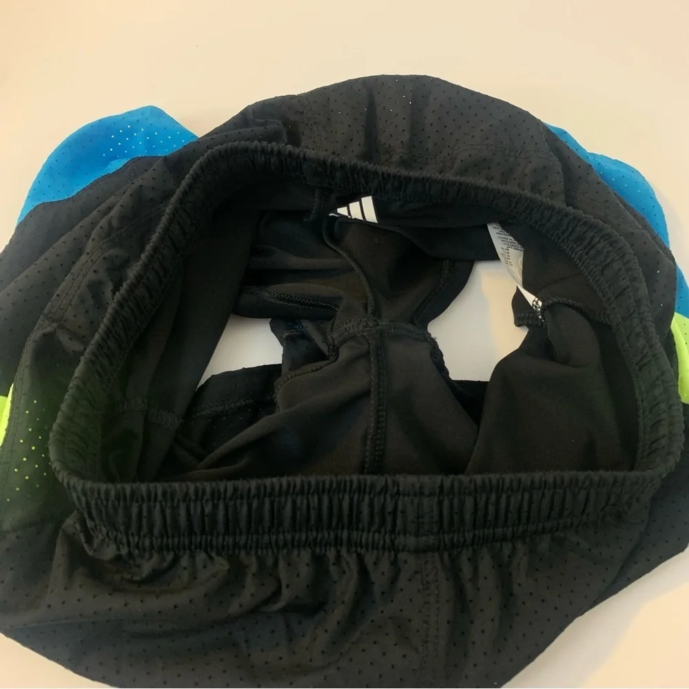 Adidas Black, Green, & Blue Perforated Colorblock Shorts